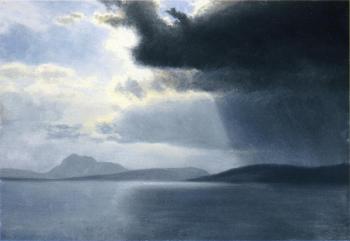 Albert Bierstadt : Approaching Thunderstorm on the Hudson River